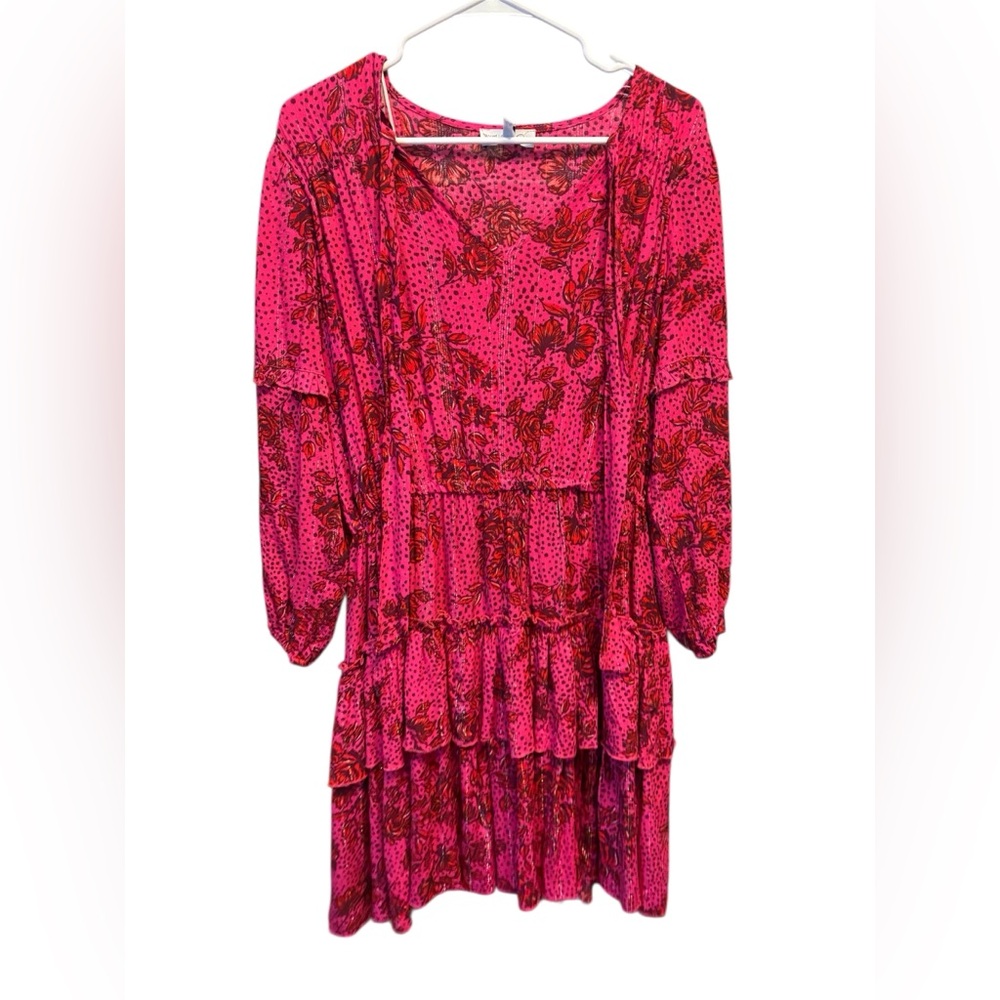 Jessica Simpson Hot Pink Floral Ruffle Dress